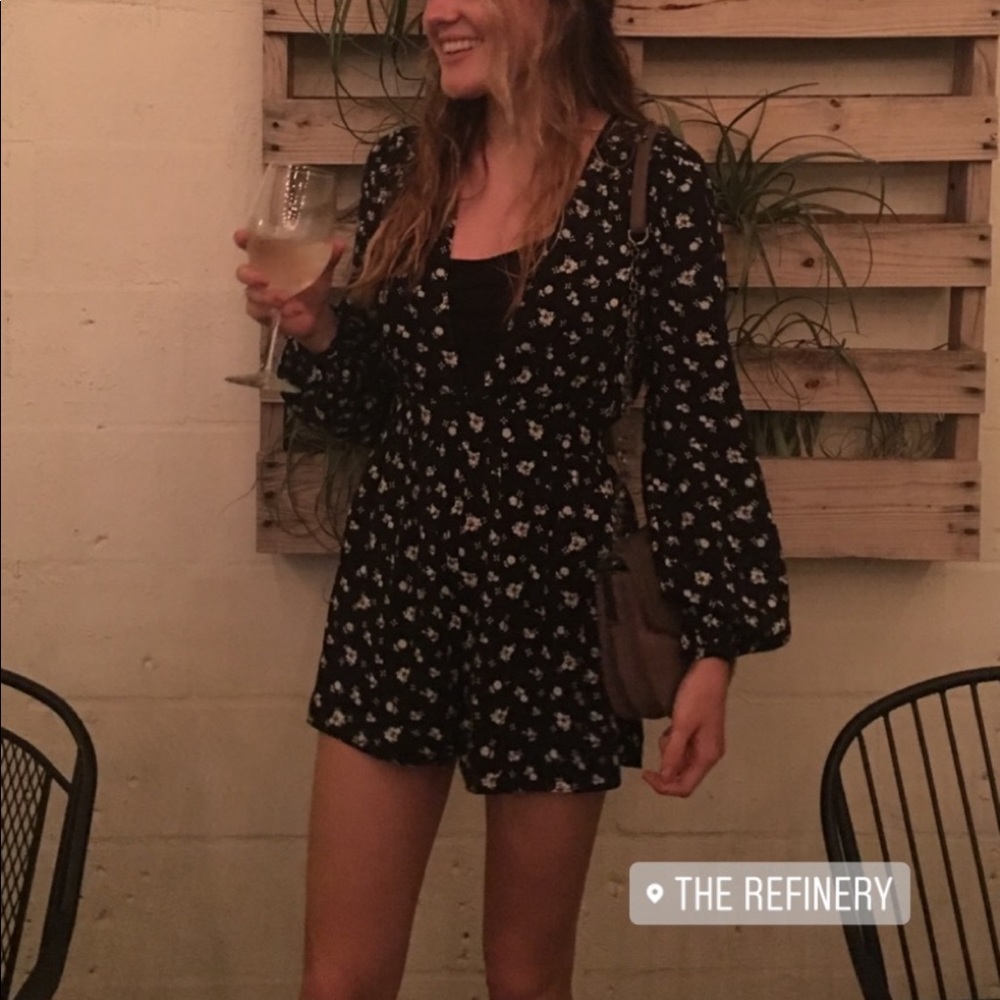 Black and white floral romper!